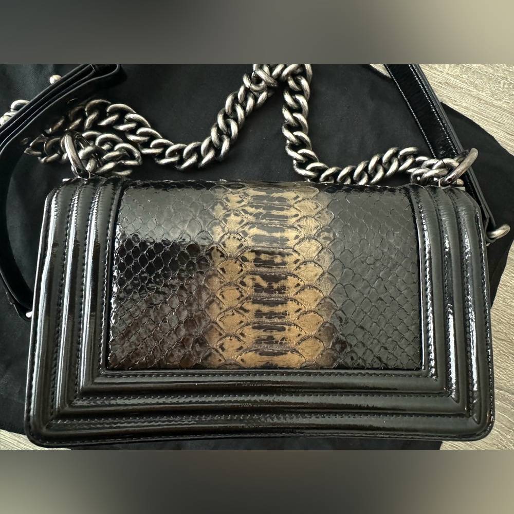 Authentic Chanel Boy Flap Bag Python, Small - image 3